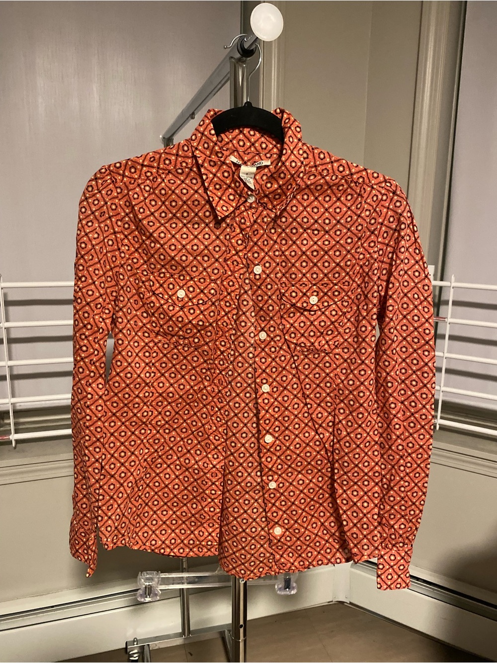 Lucky Brand Orange Geometric Button-Down Shirt